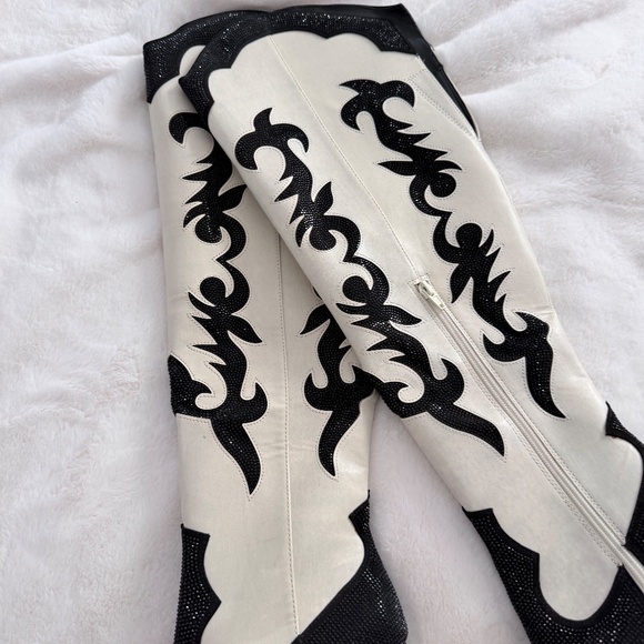 INC Womens Iresa Embellished Cowboy, Western Boots Ivory - Picture 3 of 9